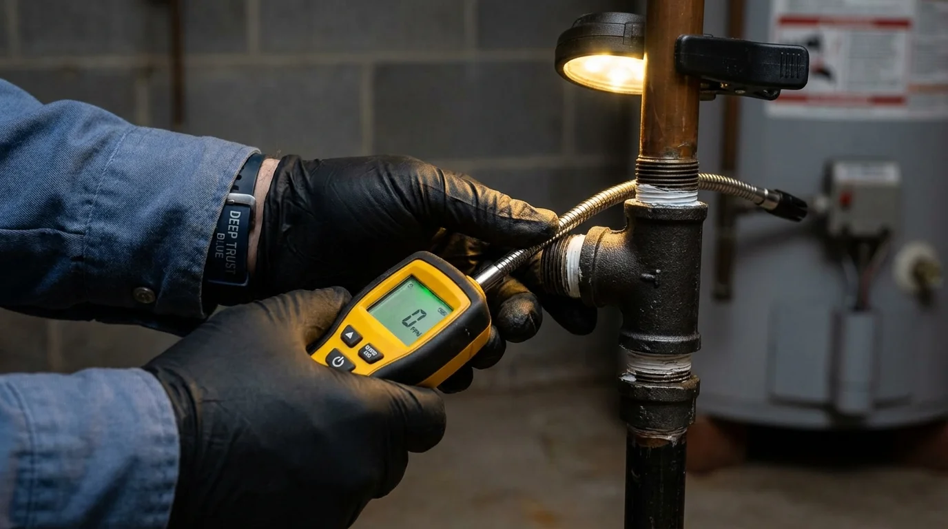 Gas leak detection with electronic sniffer by Johns Plumbing LLC in Mill Neck