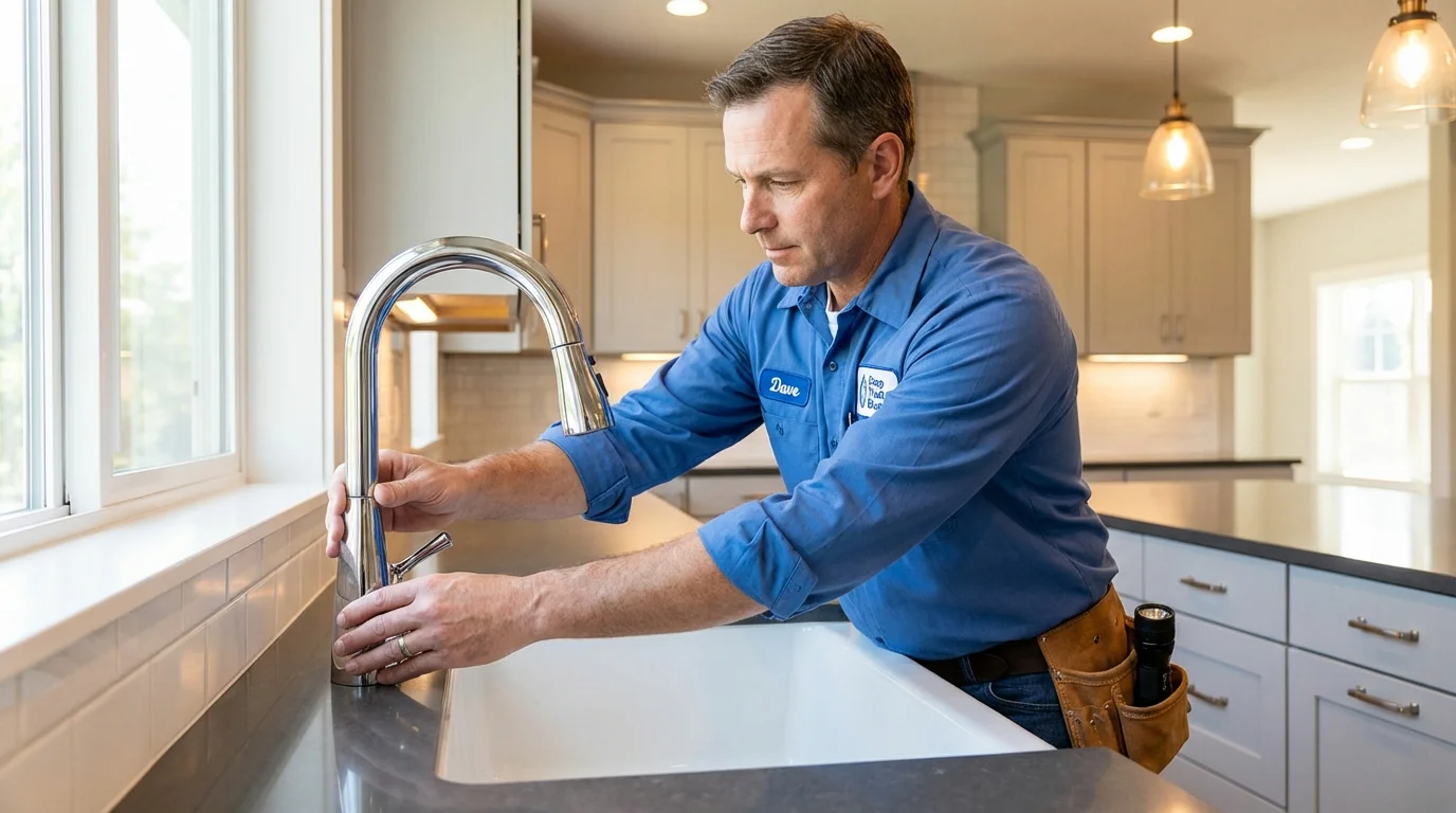 Kitchen faucet installation by Johns Plumbing LLC in Mill Neck