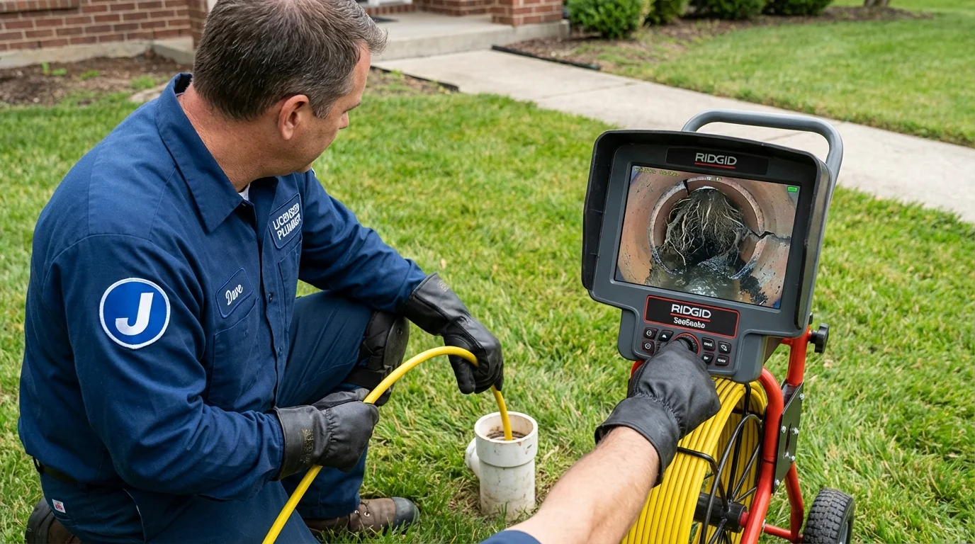 Sewer camera inspection being performed by Johns Plumbing LLC in Mill Neck