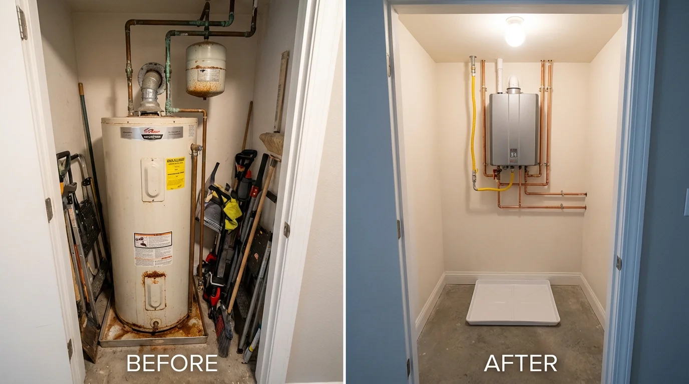 Tank water heater versus wall-mounted tankless unit comparison for Mill Neck, NY homeowners
